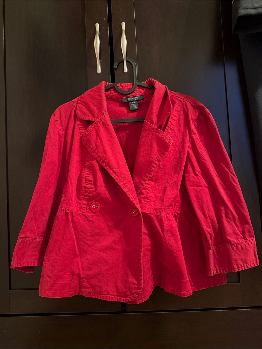 STYLE & CO petite Women’s Red Peplum Jacket